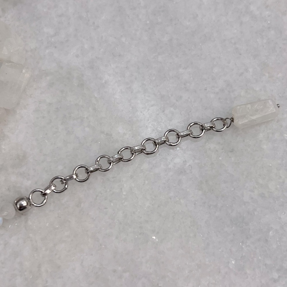 Rough Cut Rainbow Moonstone Sterling Silver Bracelet - Picture 11 of 12